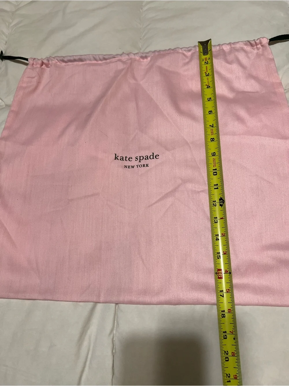 kate spade Light Pink Drawstring Dust Pouch with Black Logo